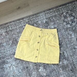 Urban Outfitters BDG Yellow Mini Skirt Medium Minimalist Faux Button Front